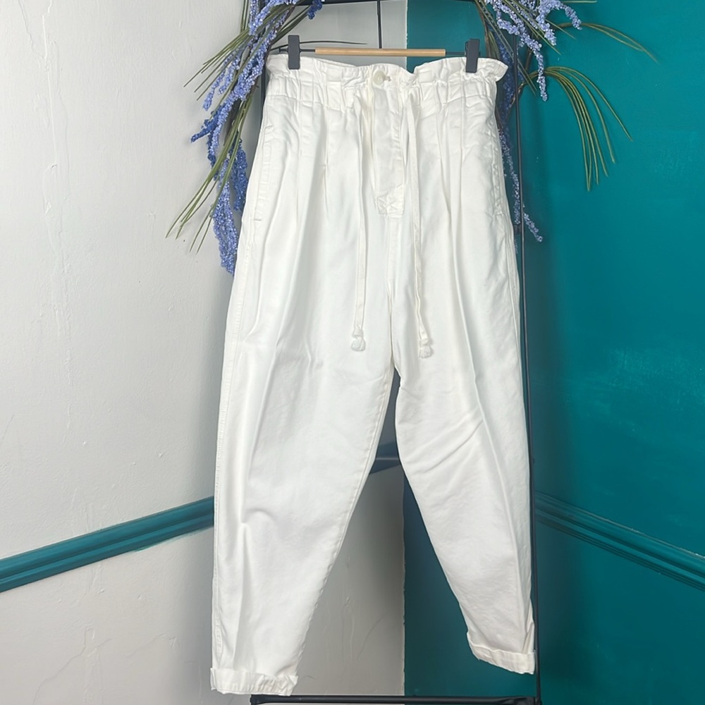 Free People Size S Margate Pleated Trouser Pant in White OB934529 - Picture 5 of 6